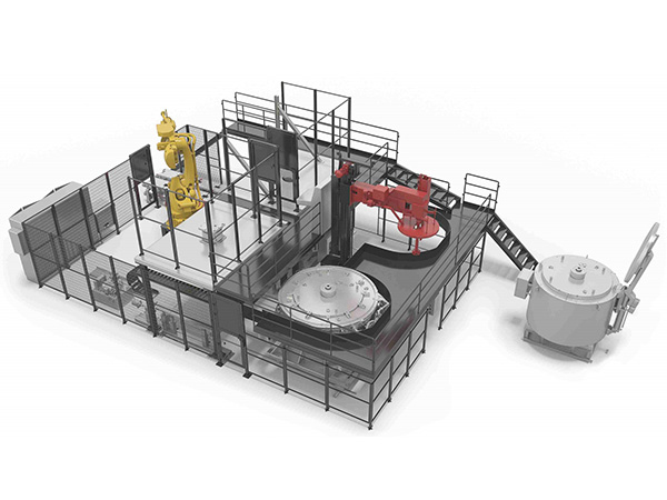 Low pressure sand casting cell